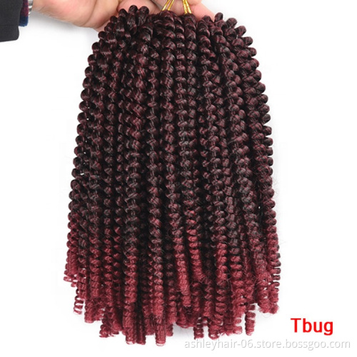 8in 30strands Custom popular hot selling soft  jumpy  lightweight spring twist japanese kanekalon fiber synthetic hair